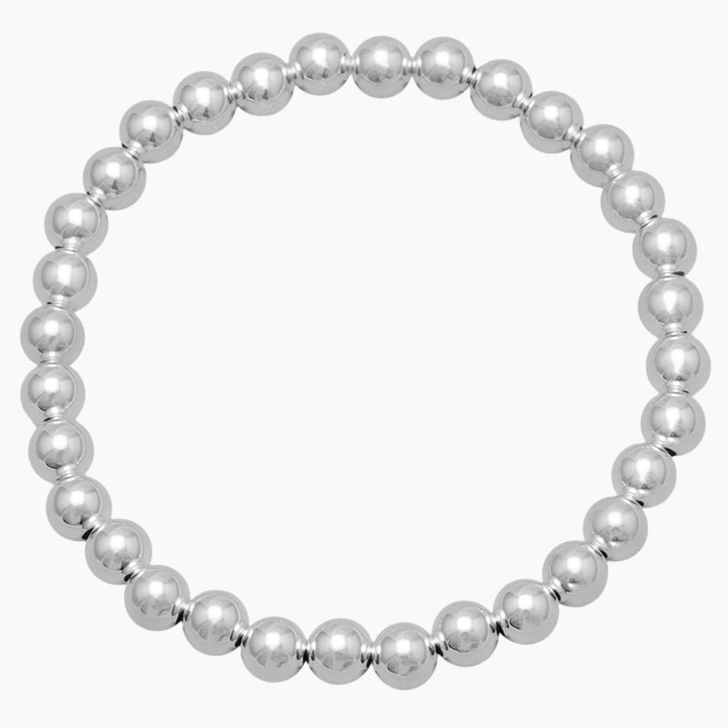 6mm Silver Bead Stretch Bracelet
