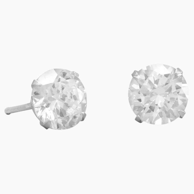 7mm Cubic Zirconia Stud Earrings