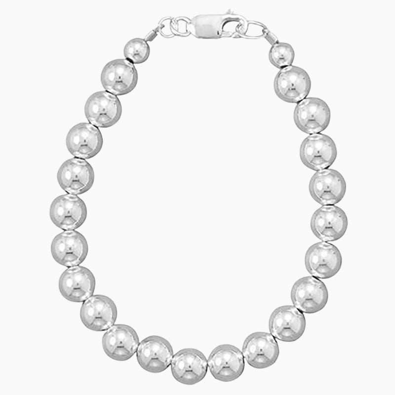 7mm Silver Bead Strand Bracelet