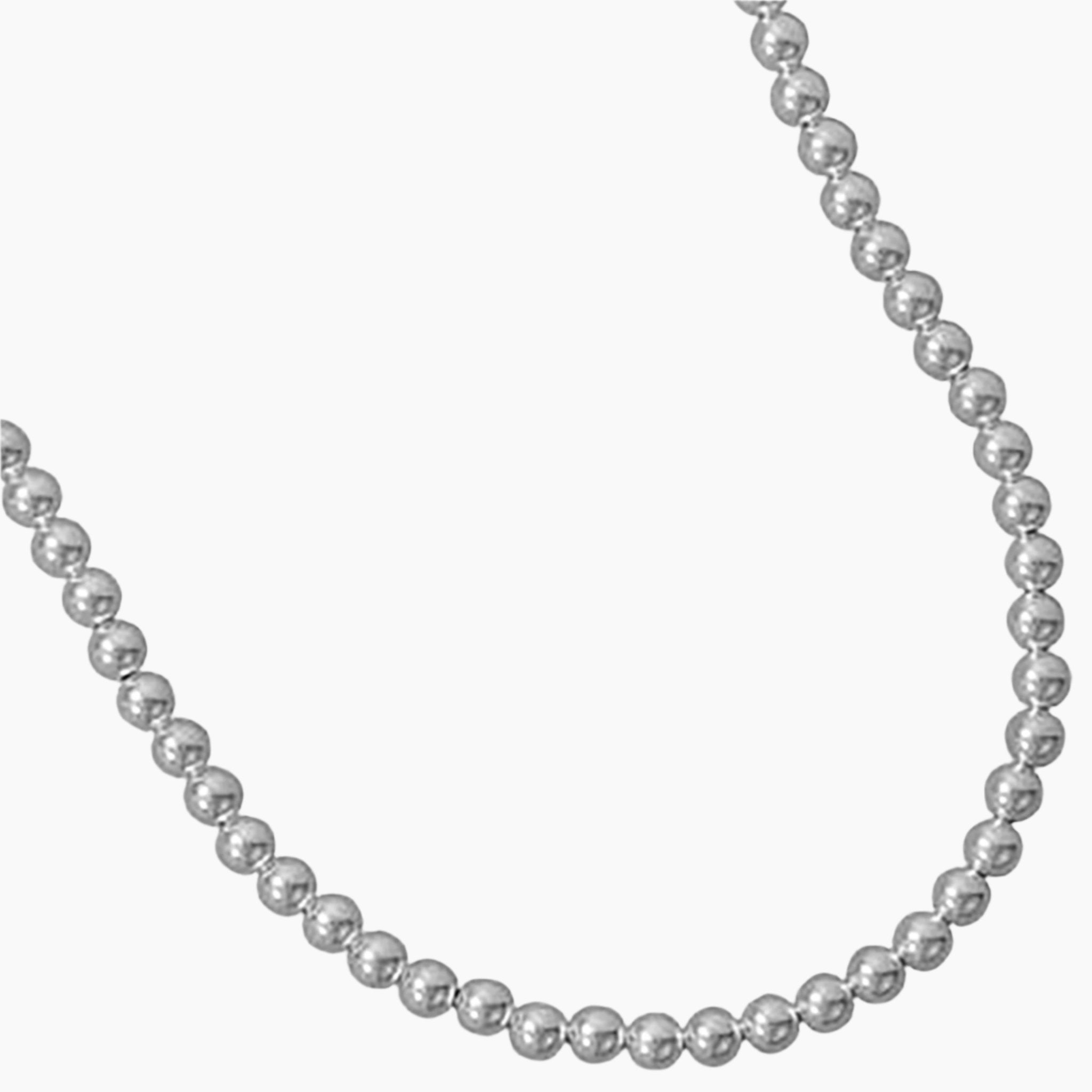 7mm Silver Bead Strand Necklace Open