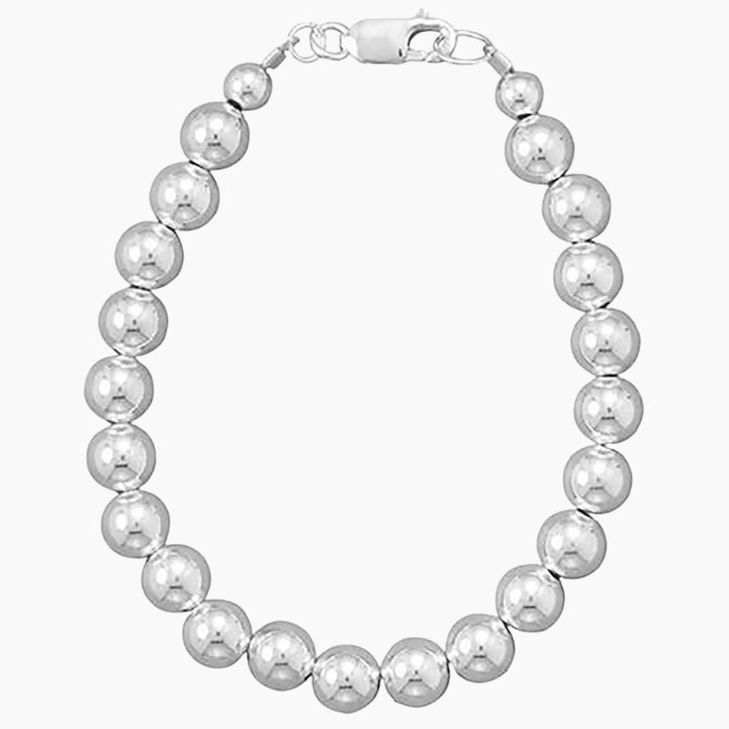 7mm Silver Bead Strand Necklace