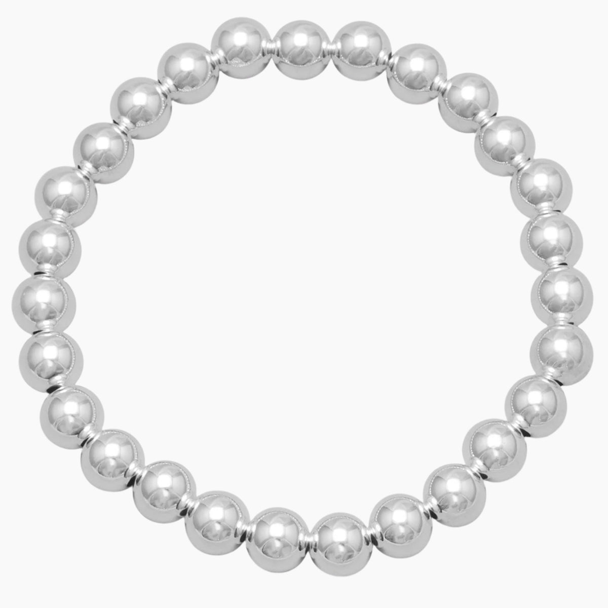 7mm Silver Bead Stretch Bracelet