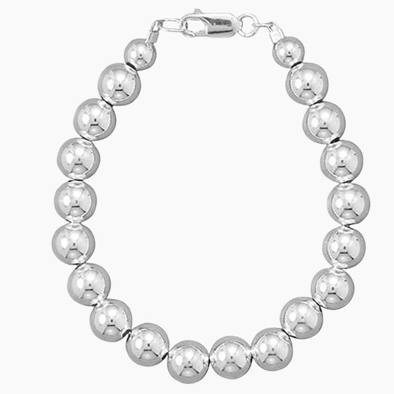 8mm Silver Bead Strand Bracelet