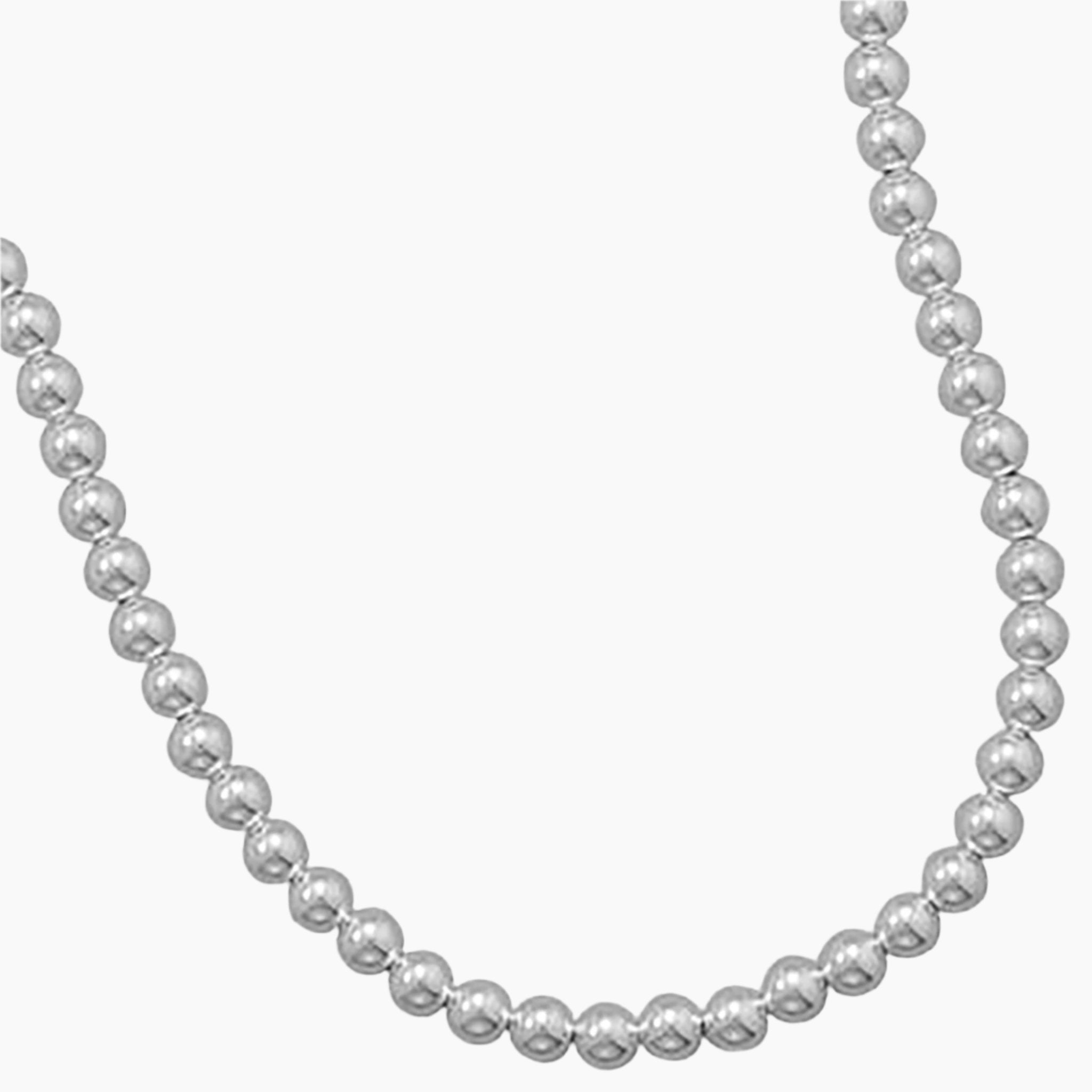 8mm Silver Bead Strand Necklace Open