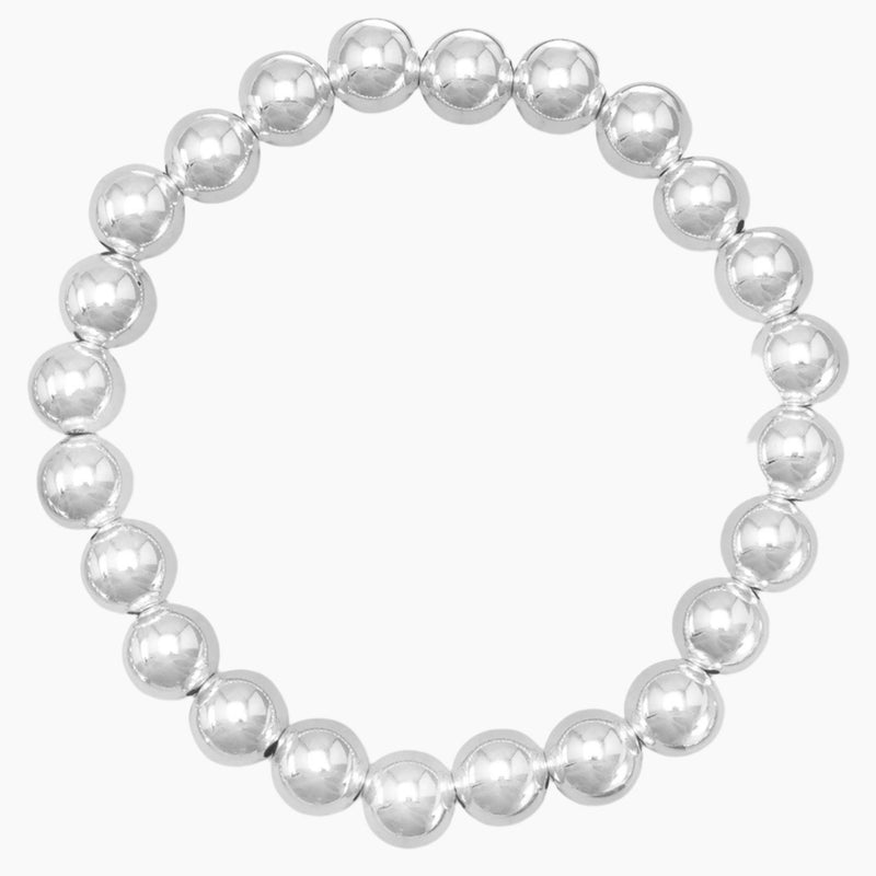 8mm Silver Bead Stretch Bracelet