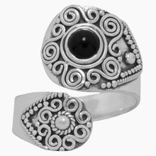 Adjustable Black Onyx Spoon Ring