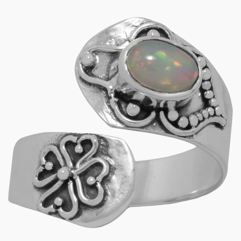Adjustable Ethiopian Opal Spoon Ring