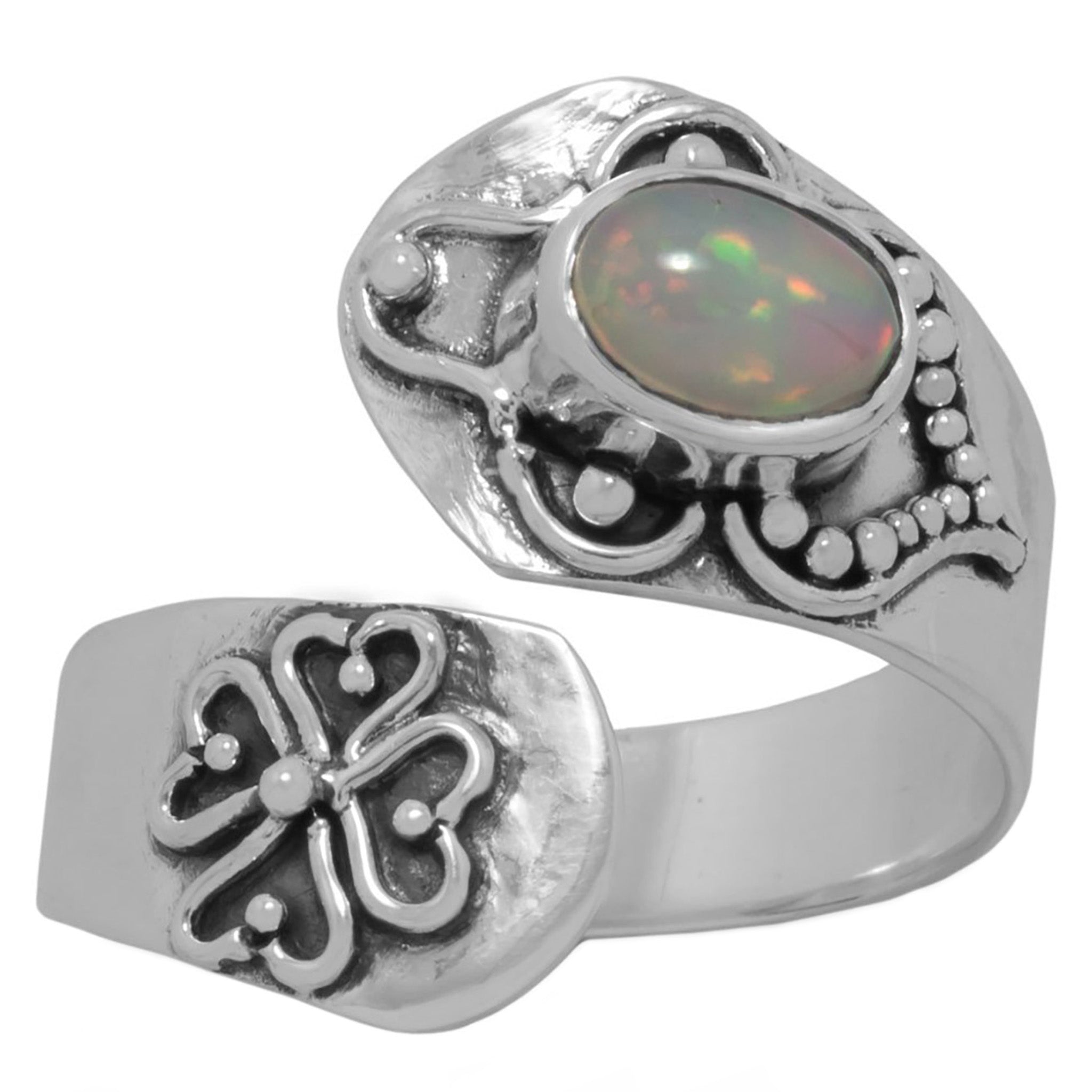 Adjustable Ethiopian Opal Spoon Ring