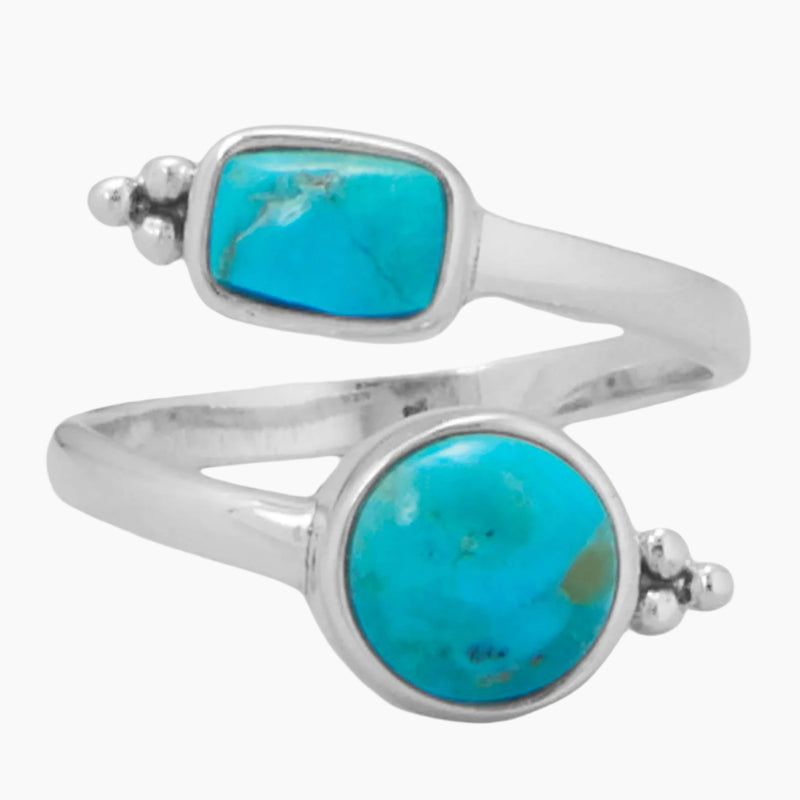 Adjustable Multi Shape Turquoise Wrap Ring
