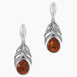 Amber Feather Design Earrings