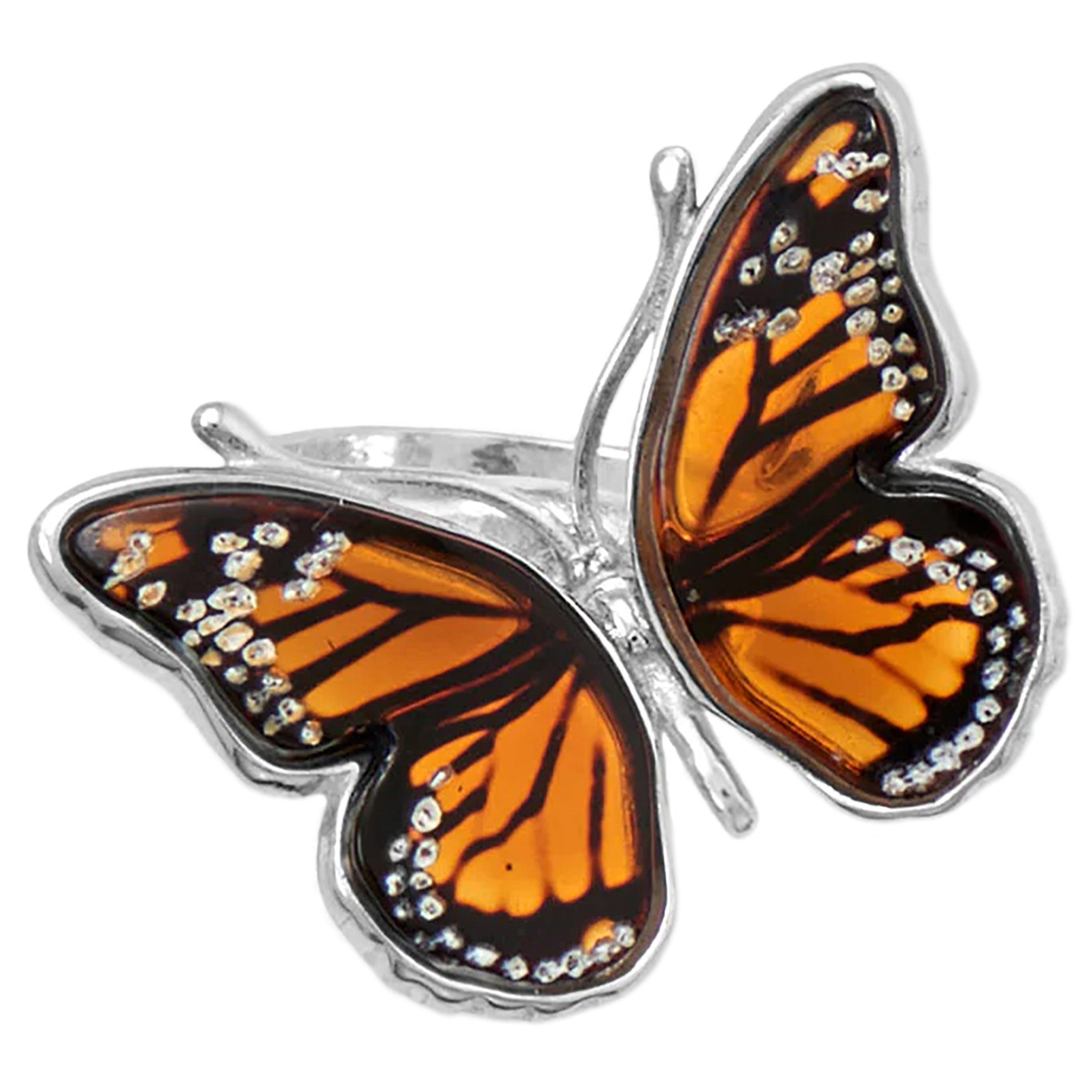 Amber Monarch Butterfly Ring