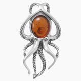 Amber Octopus Slide Pendant