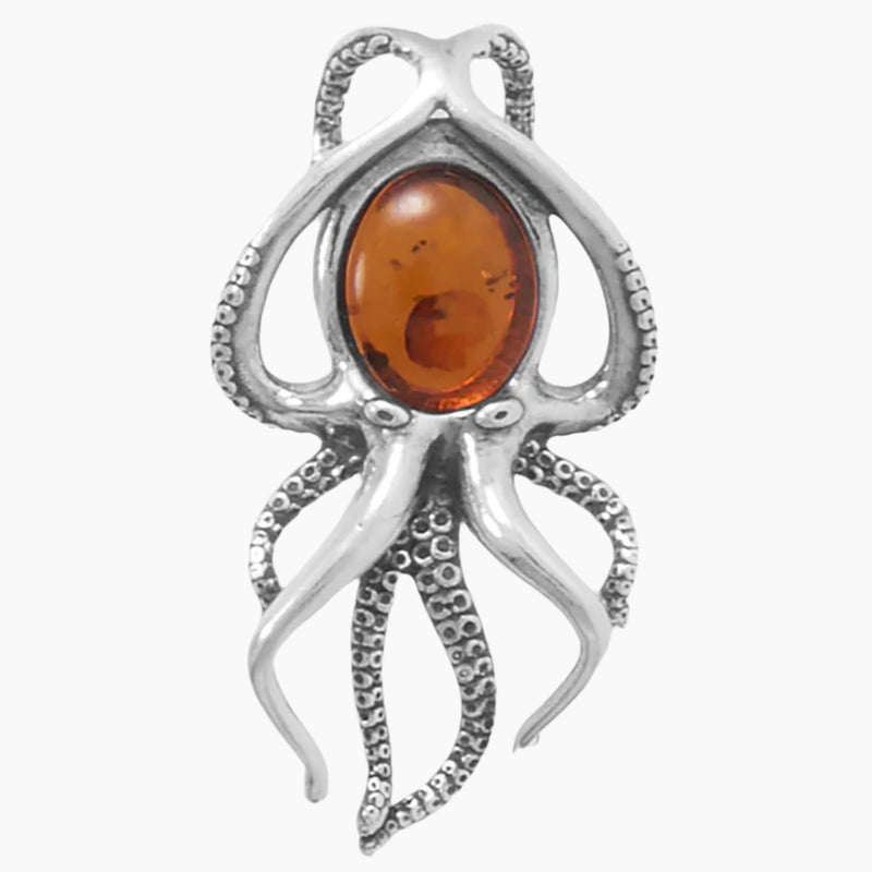 Amber Octopus Slide Pendant