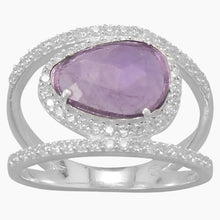 Amethyst and Zirconia Split Band Ring