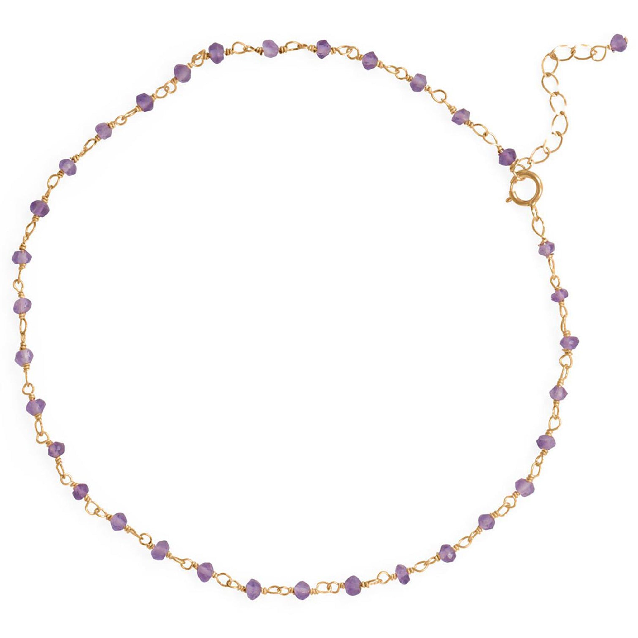 Amethyst Bead Gold Anklet