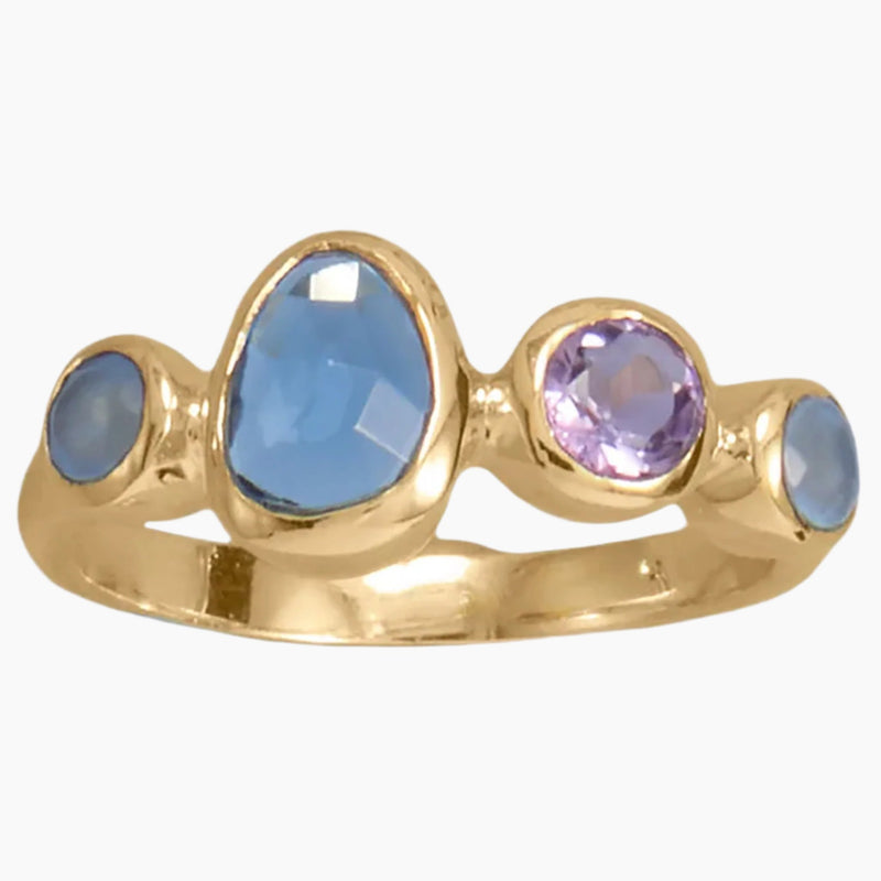 Amethyst with Chalcedony and Hydro Glass Ring