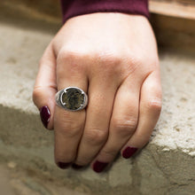 Ancient Roman Bronze Coin Ring On Hand