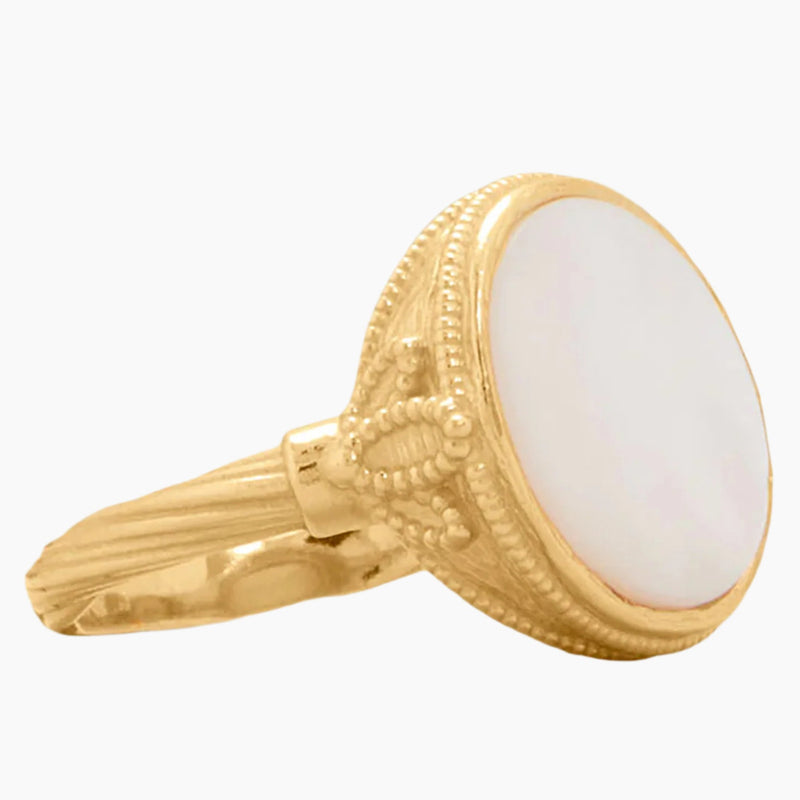 Antique Style Mother of Pearl Ring Side View