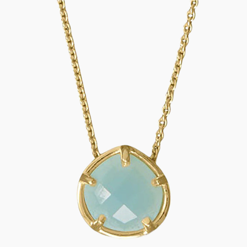 Aqua Chalcedony Gold Necklace