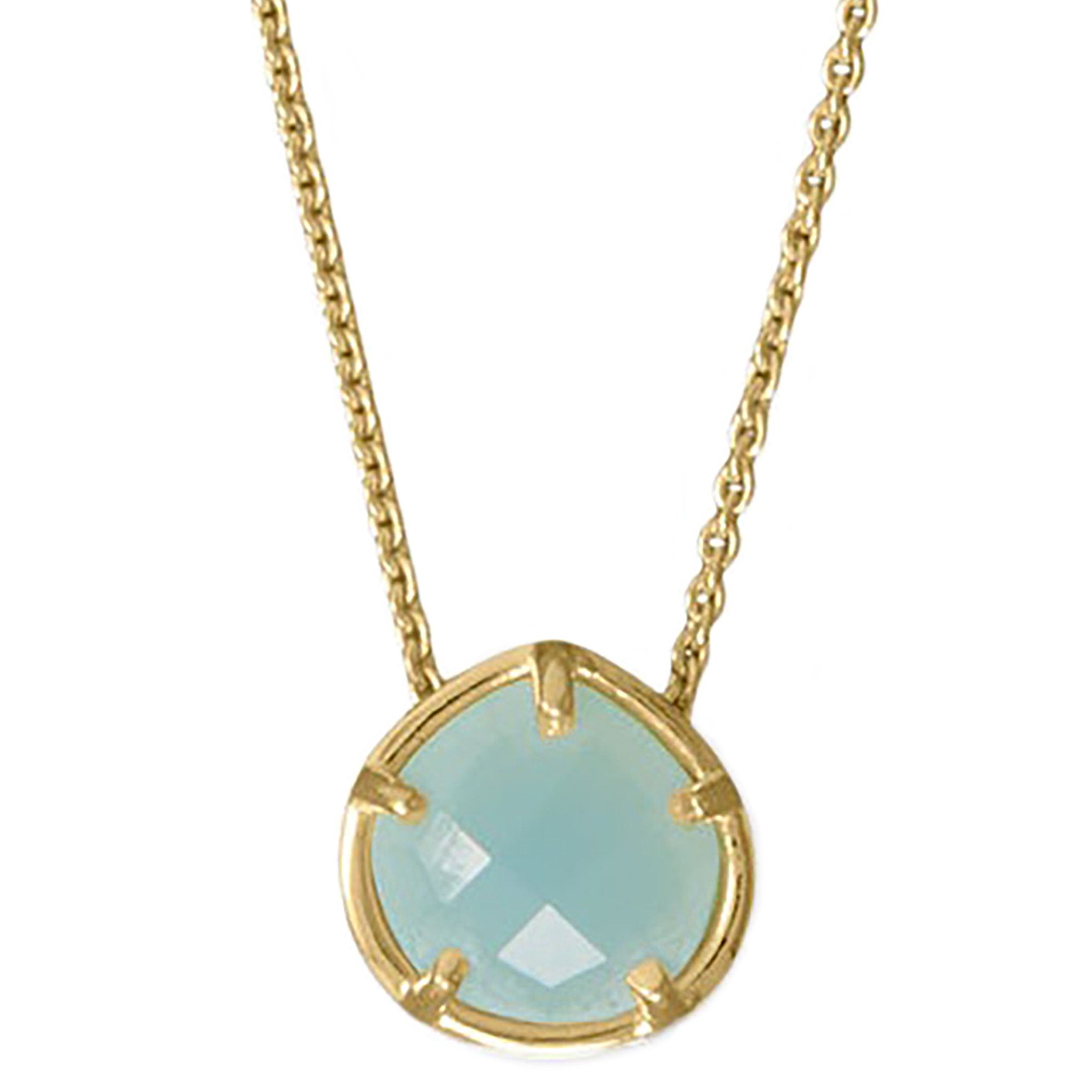 Aqua Chalcedony Gold Necklace