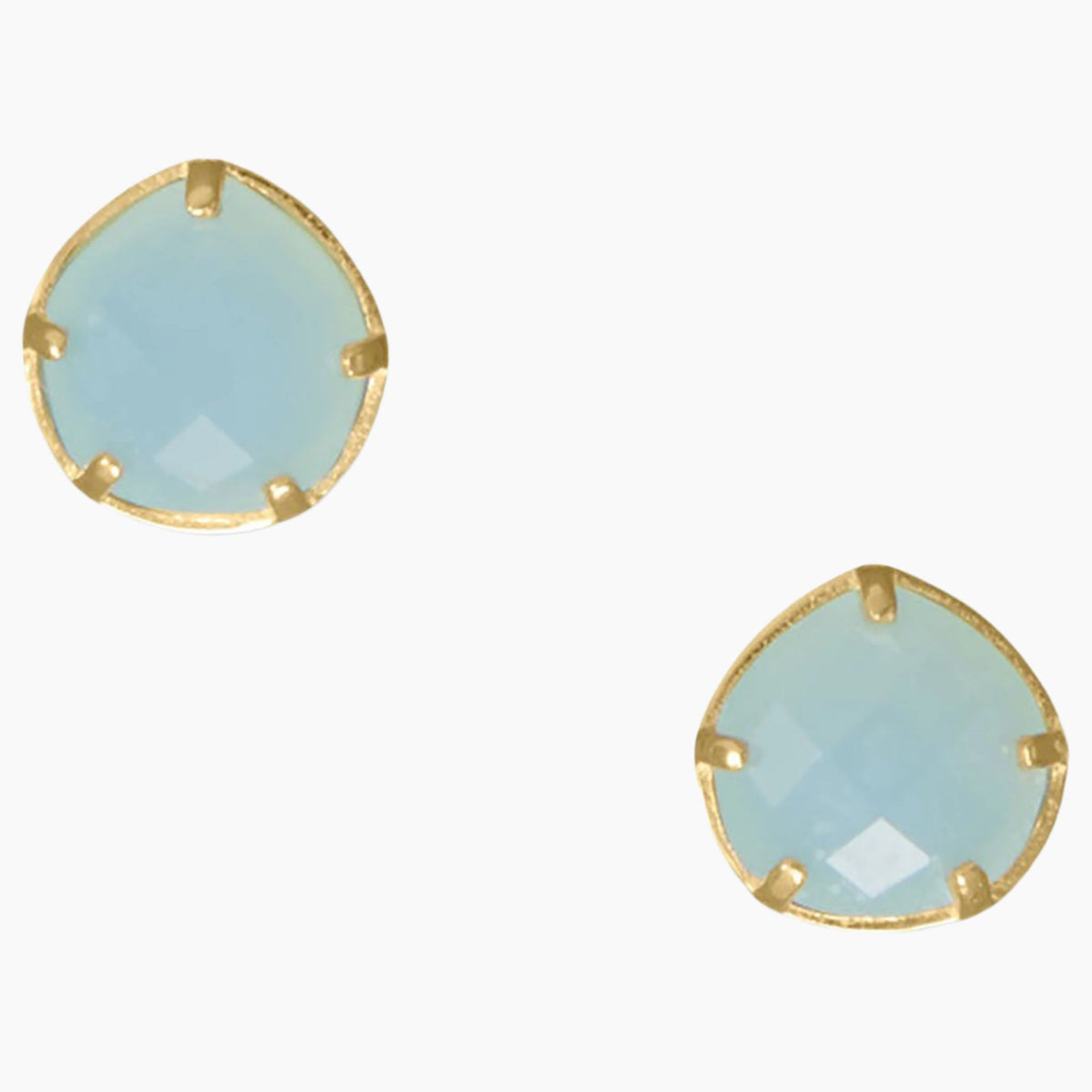 Aqua Chalcedony Gold Stud Earrings