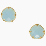Aqua Chalcedony Gold Stud Earrings