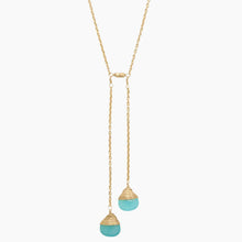 Aqua Chalcedony Lariat Style Necklace