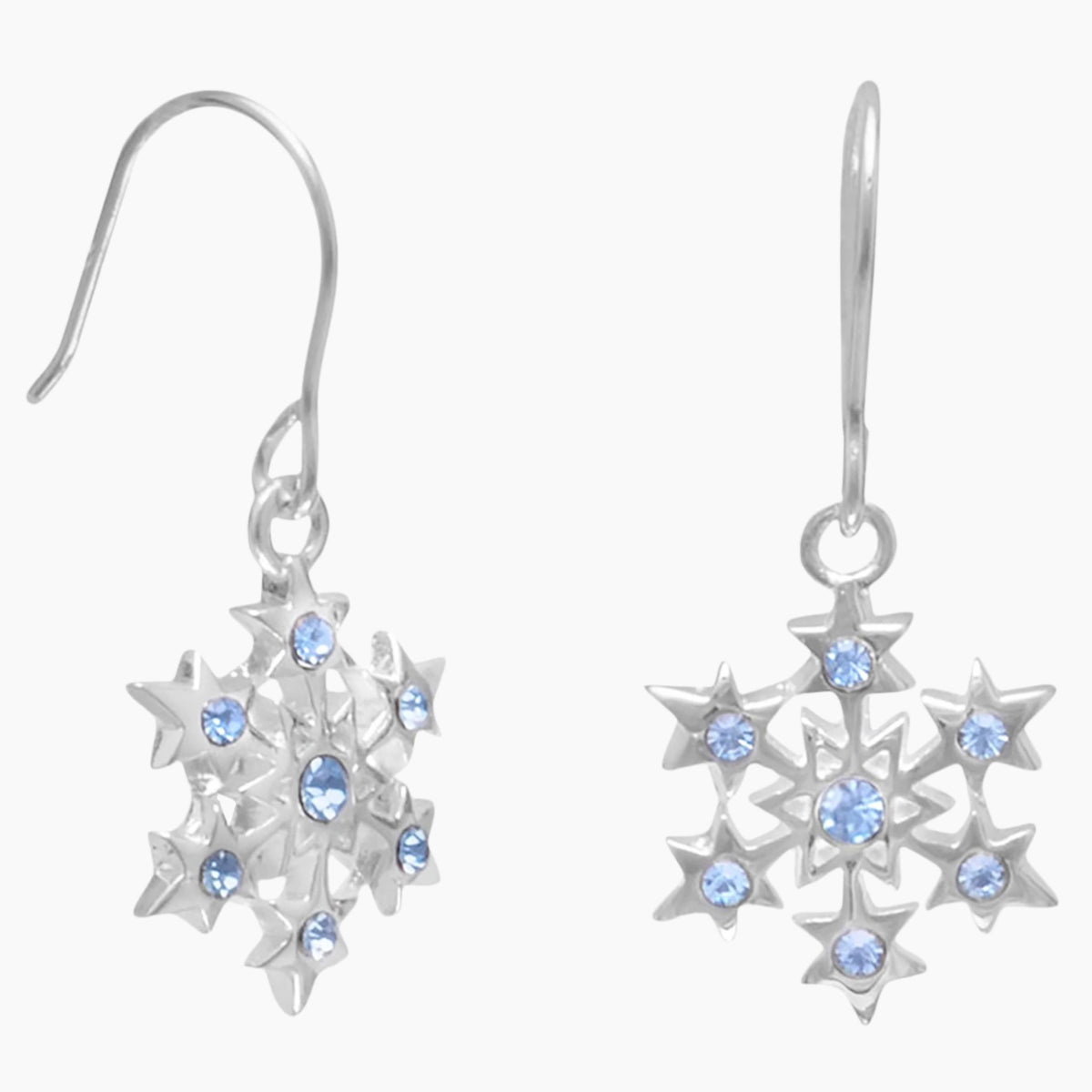Aqua Crystal Snowflake Earrings