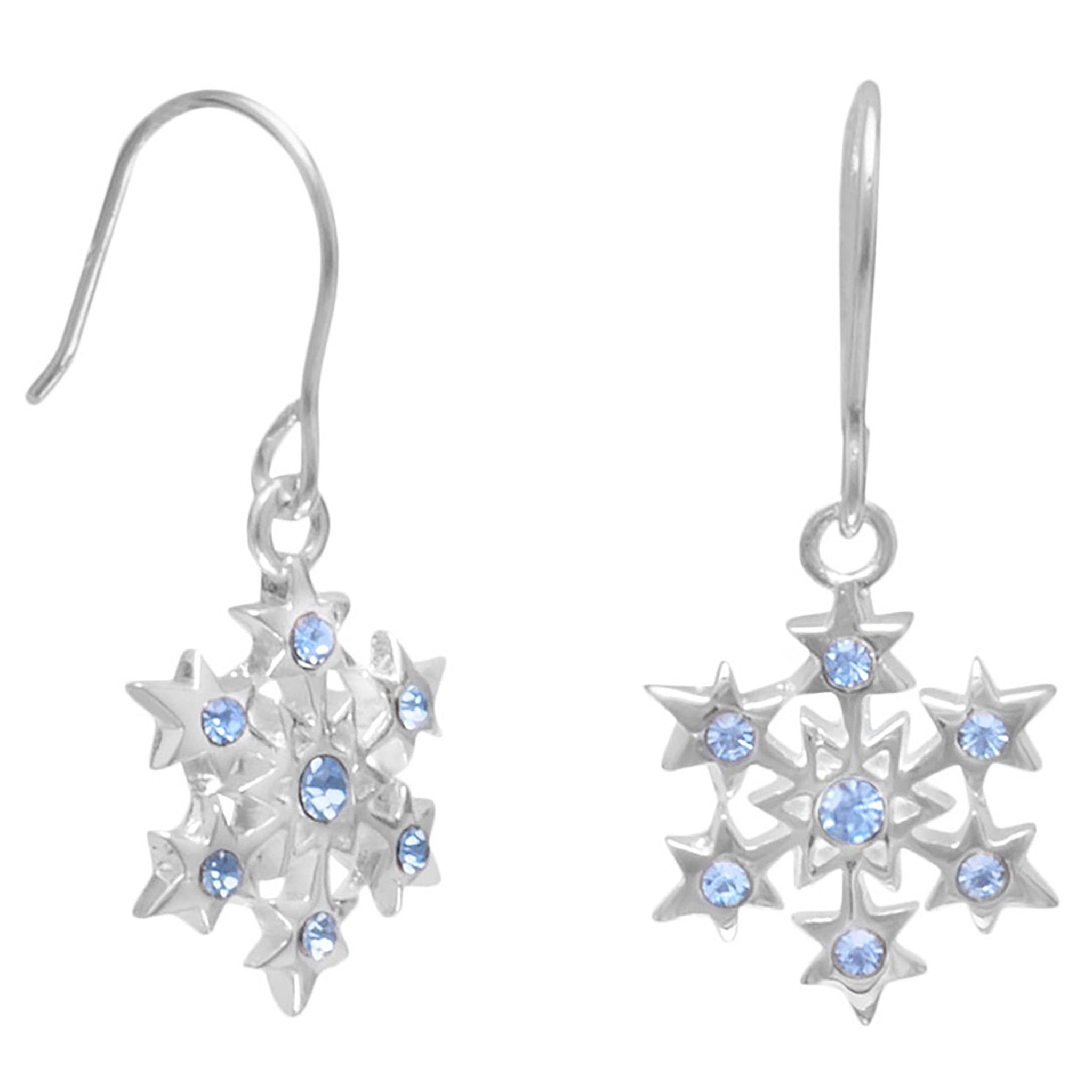Aqua Crystal Snowflake Earrings