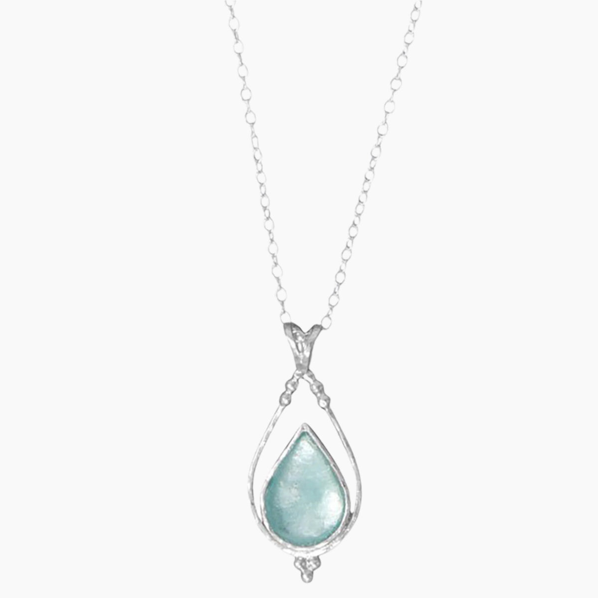 Aqua Roman Glass Pendant Necklace