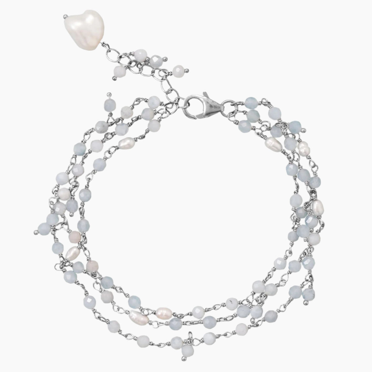 Aquamarine and Freshwater Pearl Bracelet