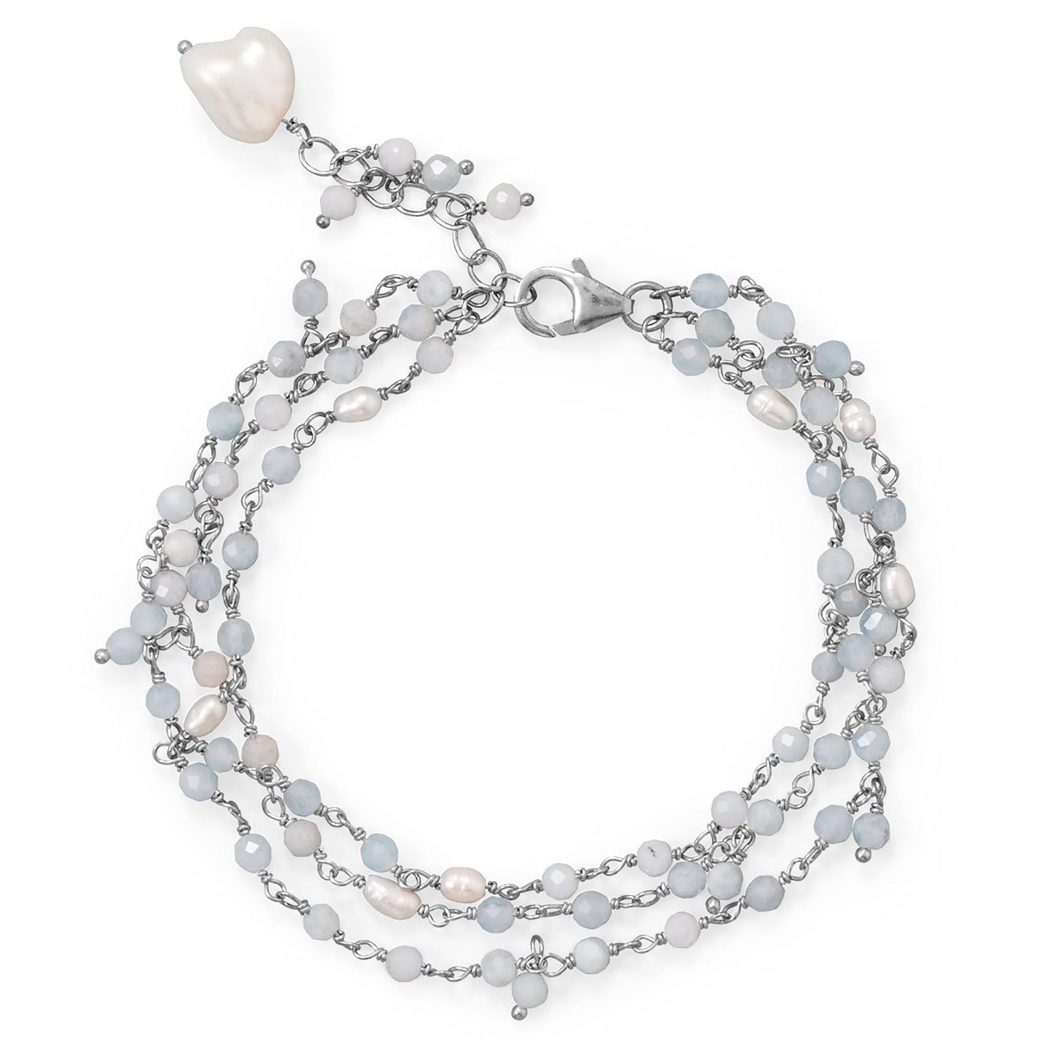 Aquamarine and Freshwater Pearl Bracelet