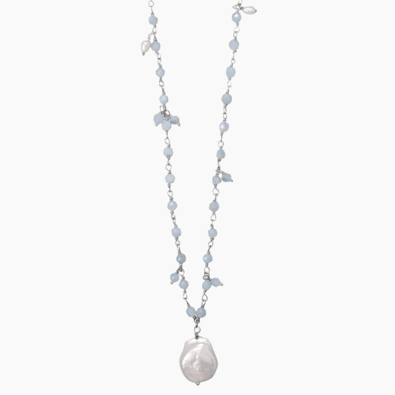 Aquamarine and Freshwater Pearl Necklace