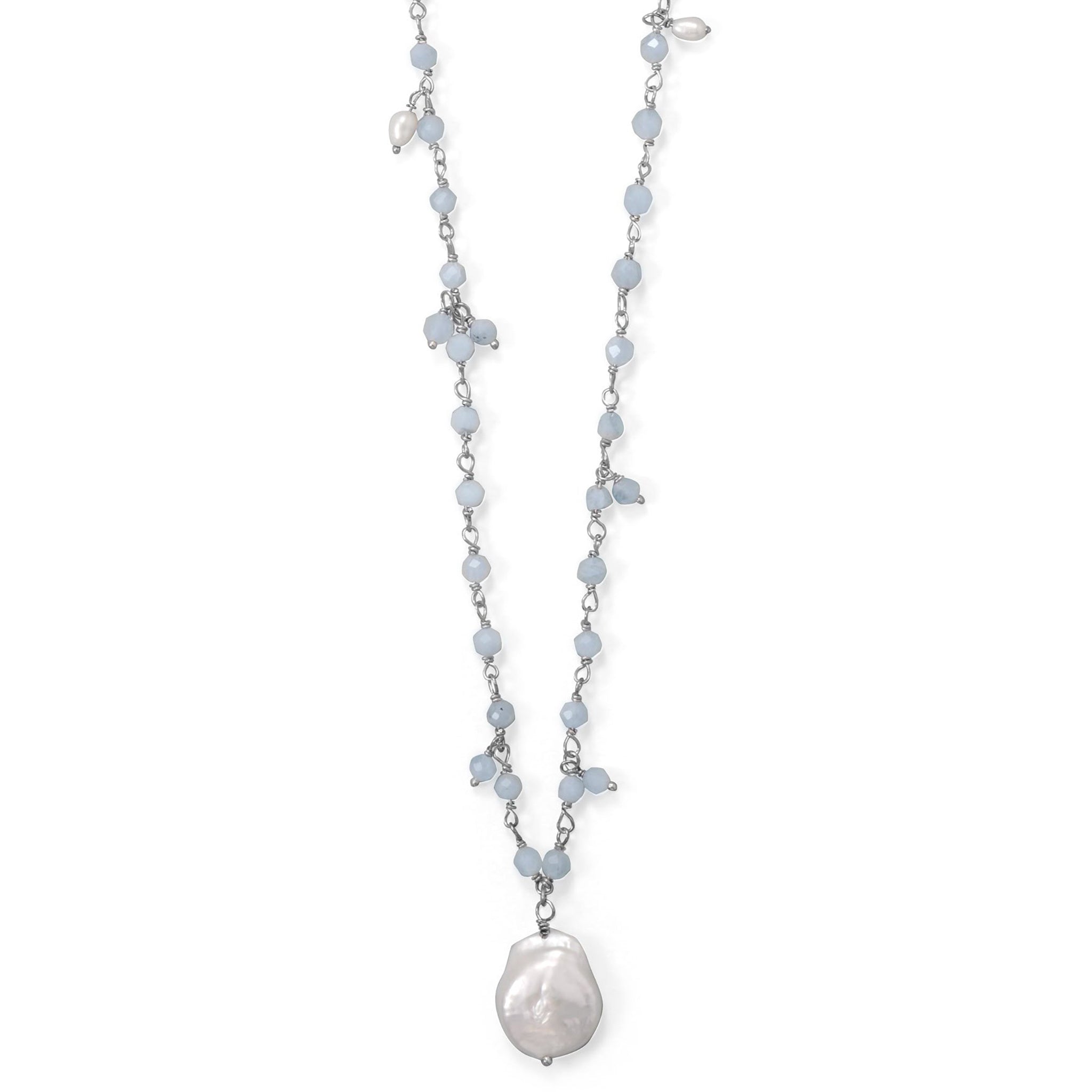 Aquamarine and Freshwater Pearl Necklace