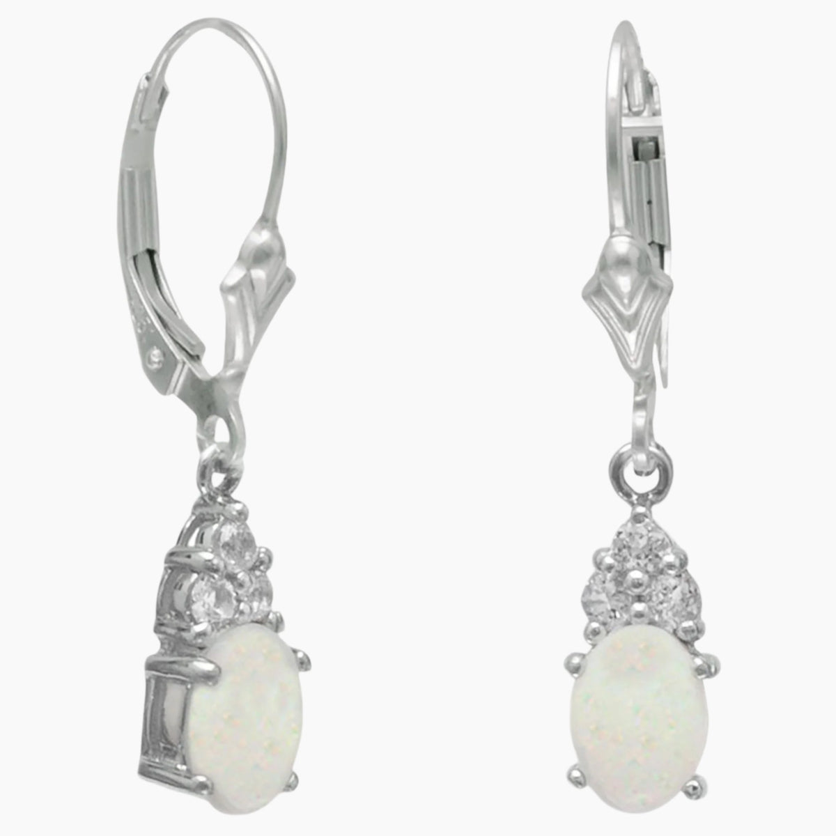 Australian Opal and White Topaz Earrings