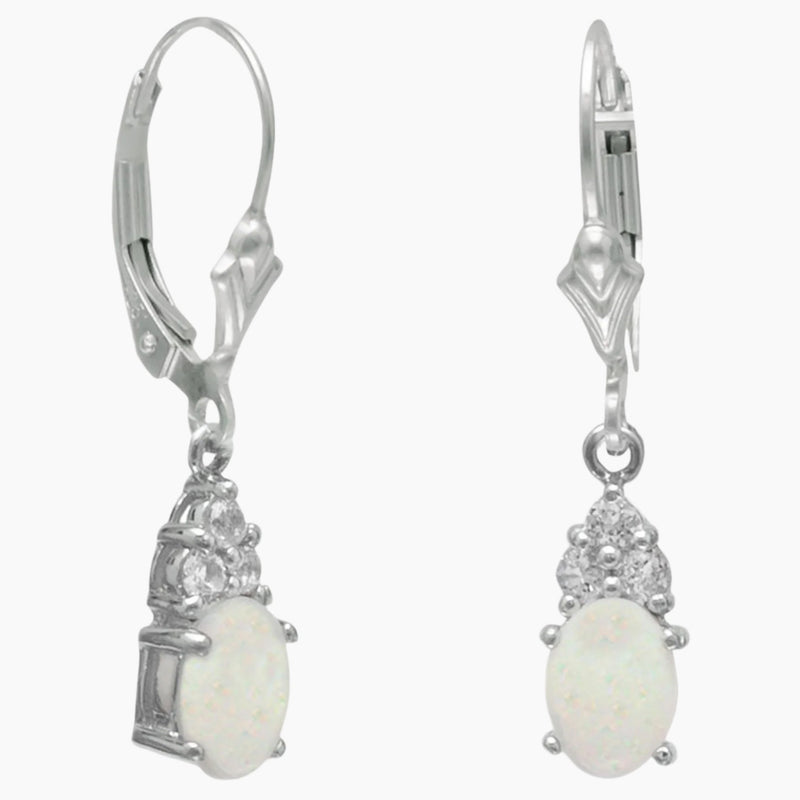 Australian Opal and White Topaz Earrings
