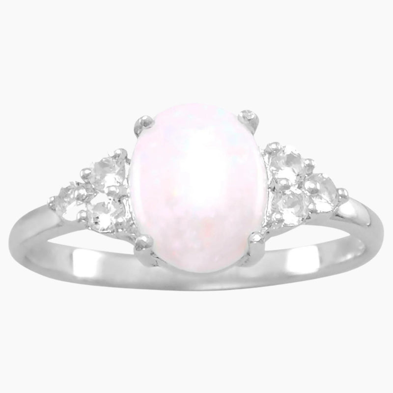 Australian Opal and White Topaz Ring
