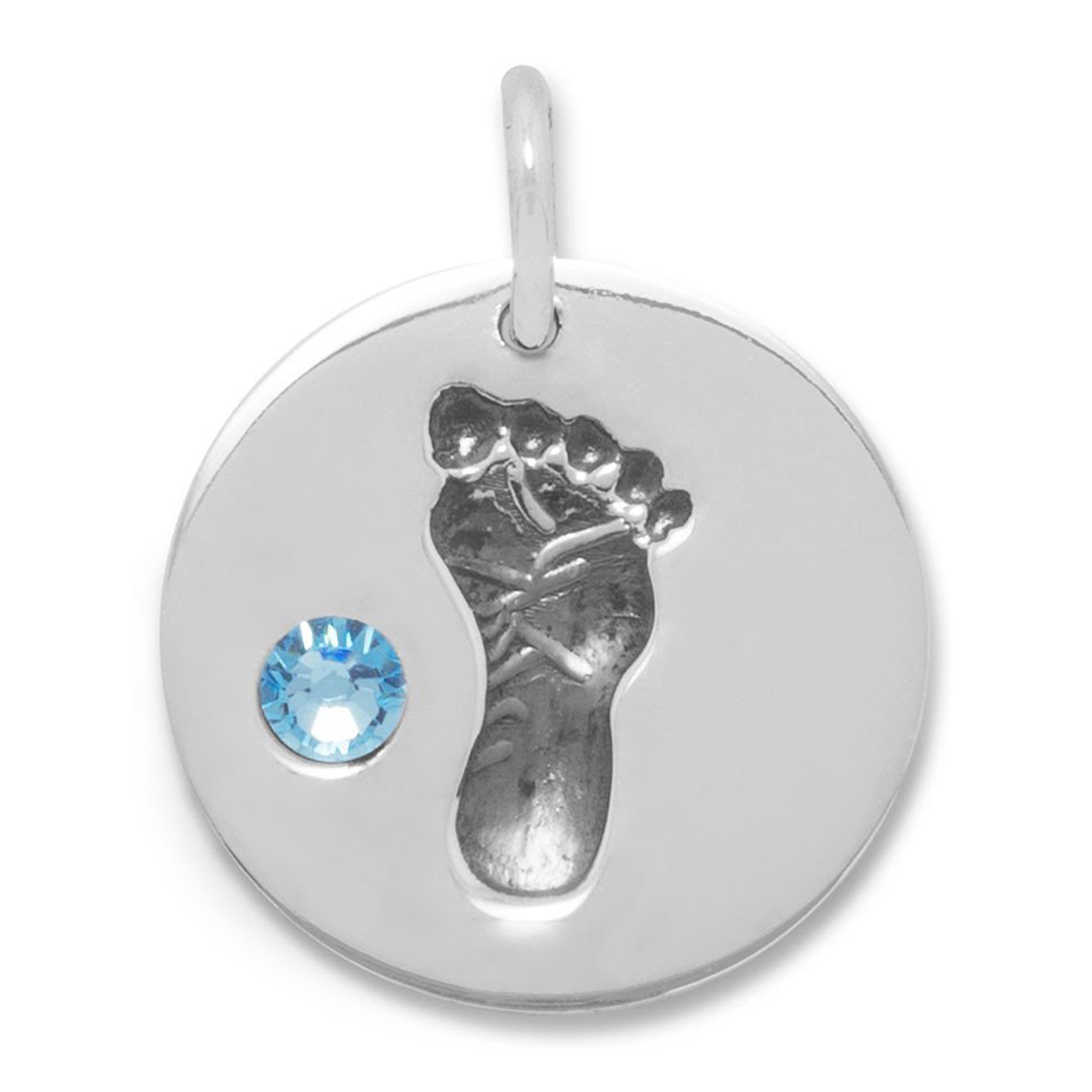 Baby Footprint Blue Crystal Charm