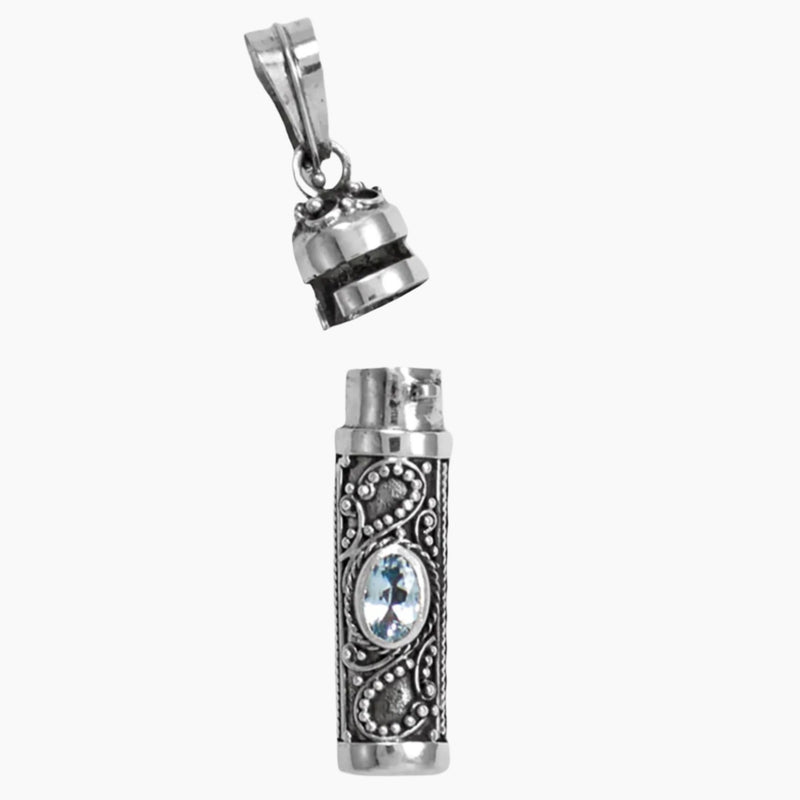 Bali Design Blue Topaz Keepsake Pendant Open