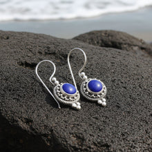 Bali Design Lapis Earrings on Beach Display