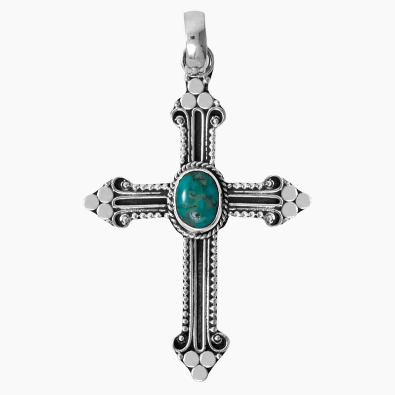 Bali Design Turquoise Cross Pendant