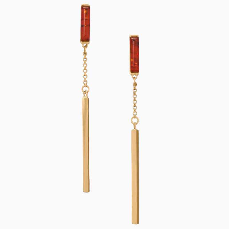 Baltic Amber Bar Drop Earrings