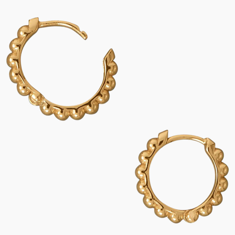 Bead Design Gold Hoop Earrings