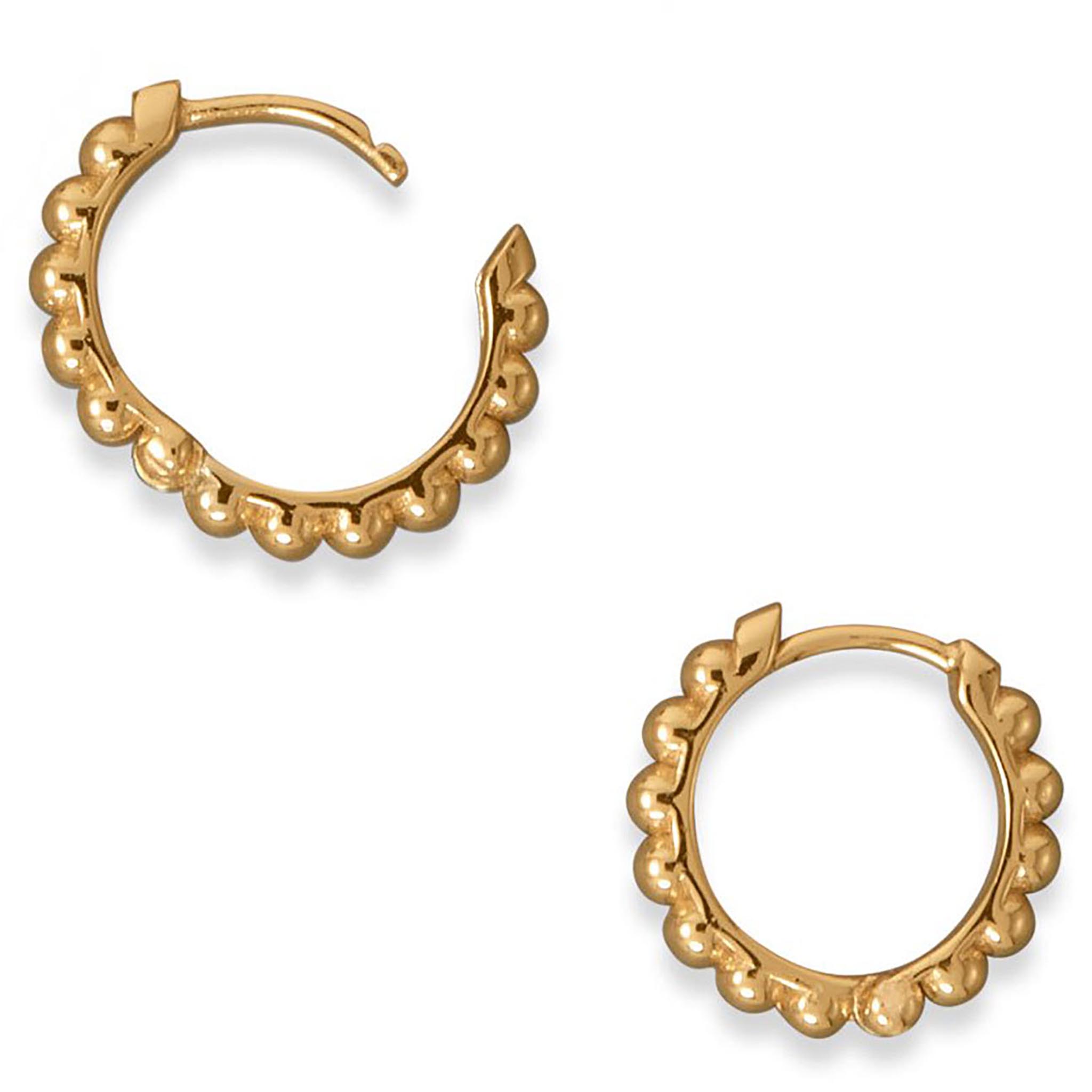 Bead Design Gold Hoop Earrings