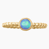 Beaded Band Blue Opal Gold Ring
