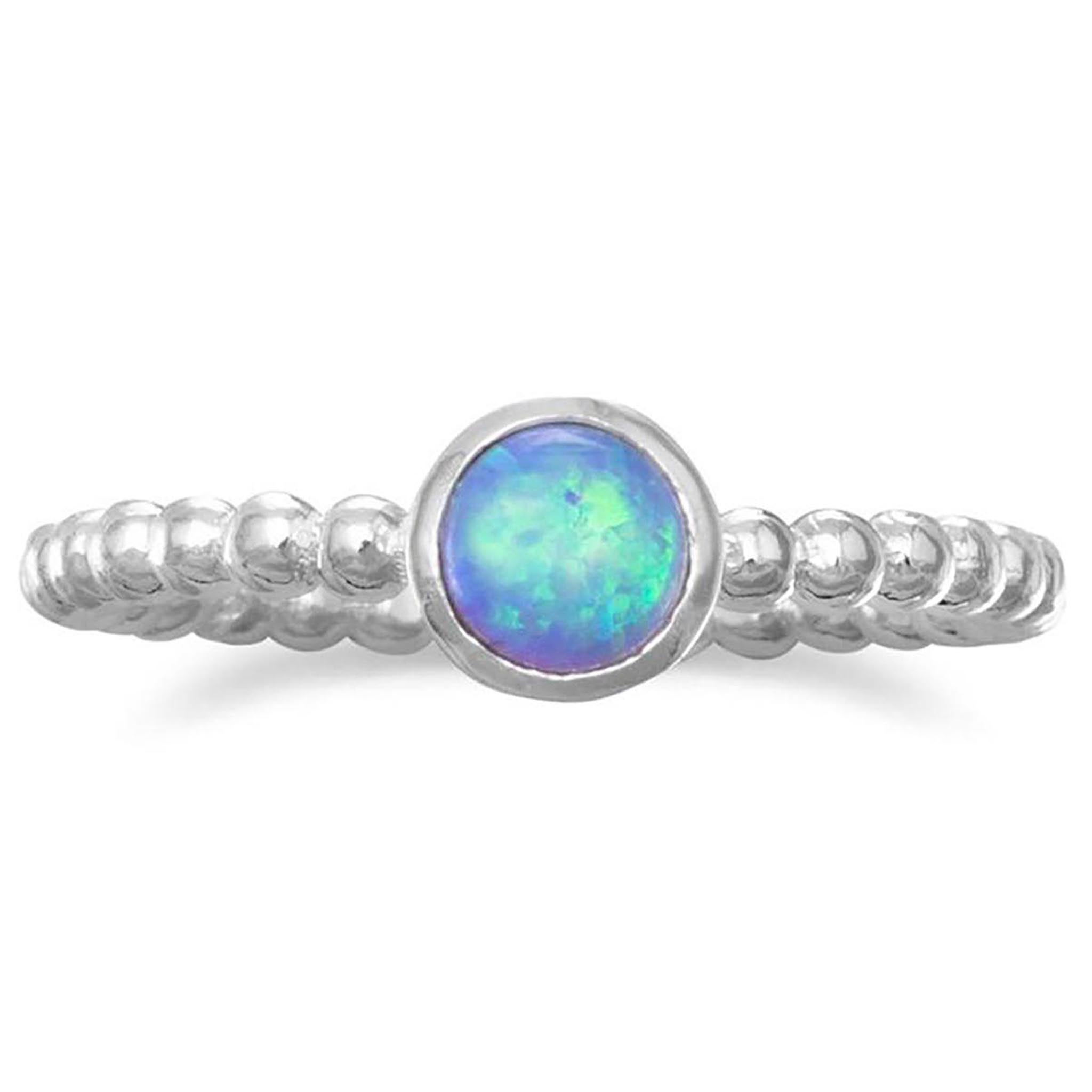 Beaded Band Blue Opal Ring