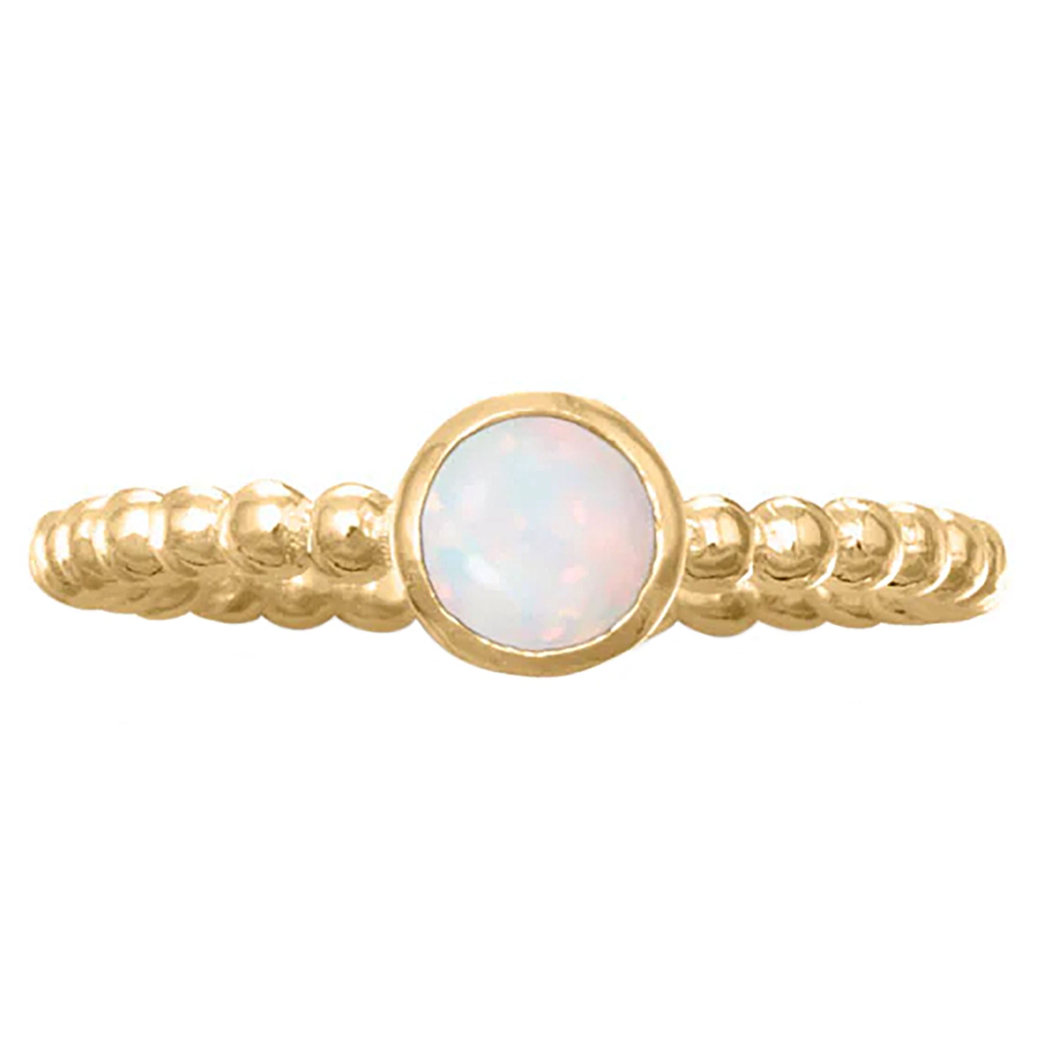 Beaded Band White Opal Gold Ring