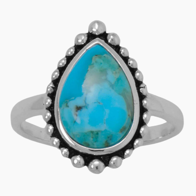 Beaded Edge Turquoise Ring