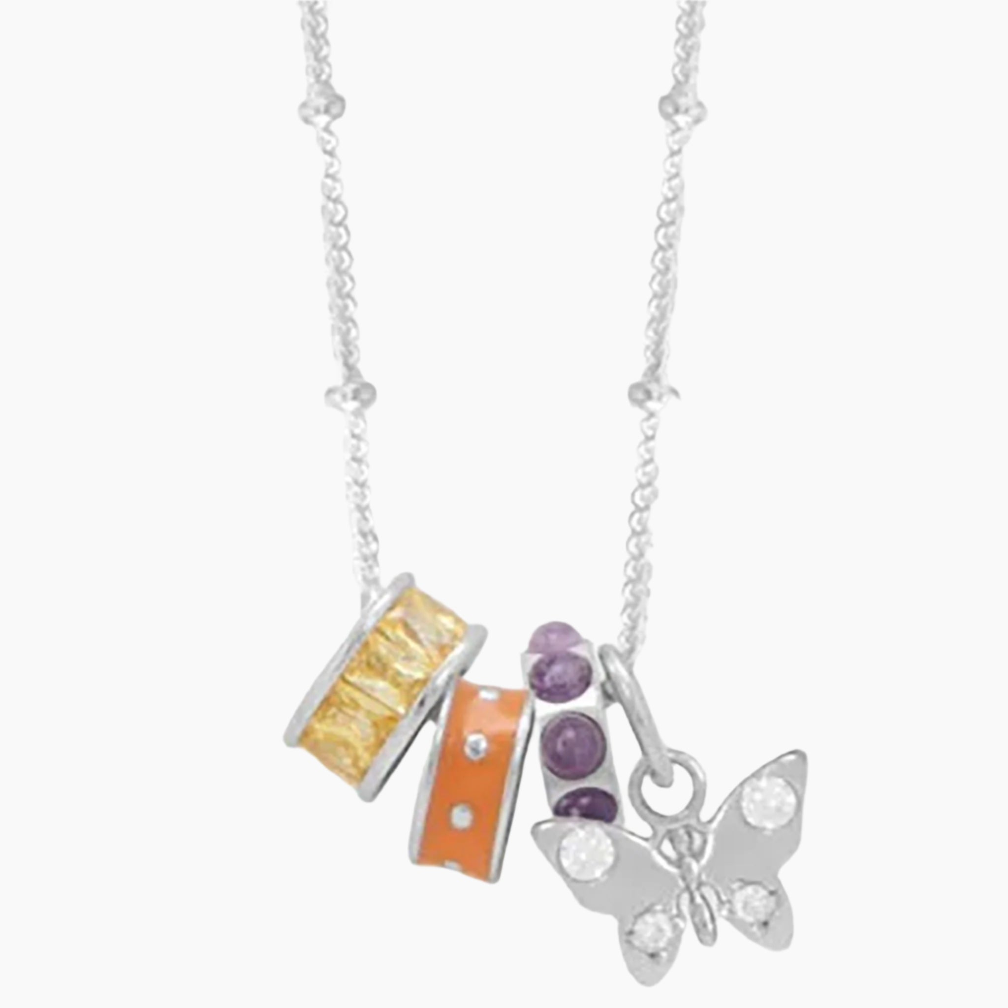 Beaming Butterfly Design Charm Necklace