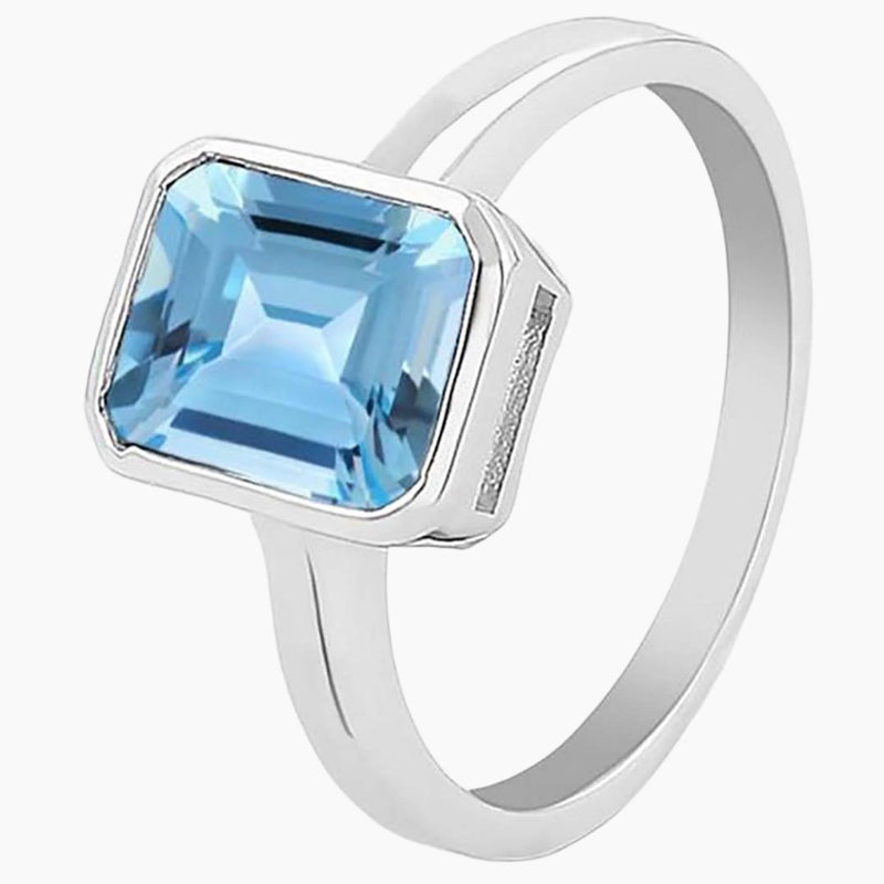 Beveled Blue Topaz Ring